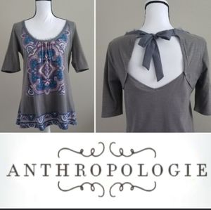 Anthro Akemi Kim Tunic Shirt Size Small Top Boho Chic Scoop Neck